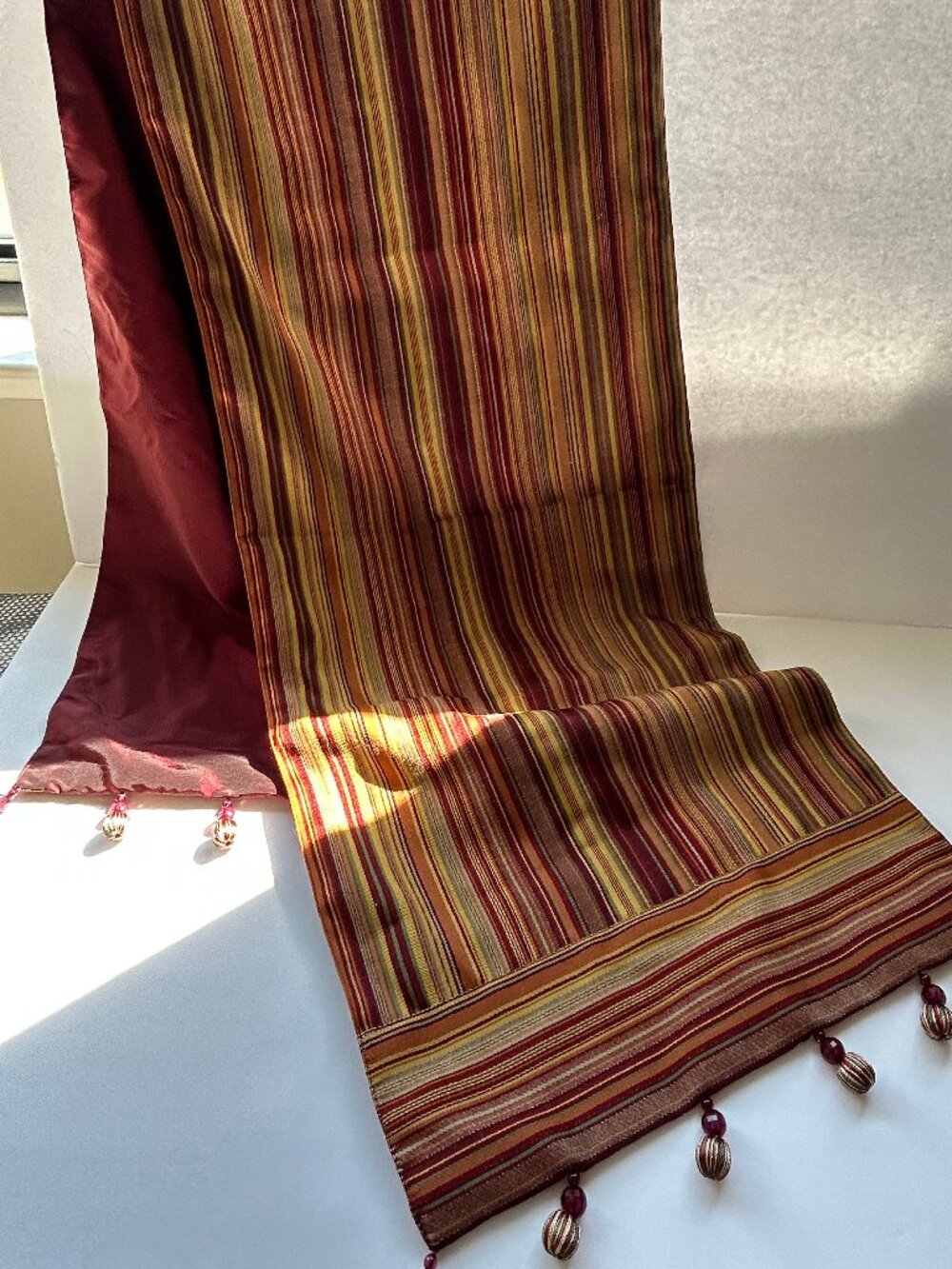 Pier 1 Imports Fall Spice Tones Striped Table Runner 13.5 x 72 MINT Condition